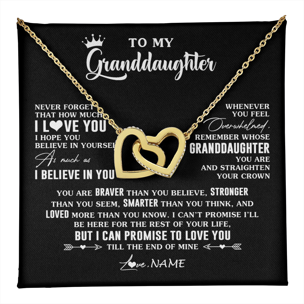 Interlocking Hearts Necklace 18K Yellow Gold Finish | 1 | Personalized To My Granddaughter Gifs From Grandma Necklace How Much I Love You Granddaughter Birthday Graduation Christmas Customized Gift Box Message Card | teecentury