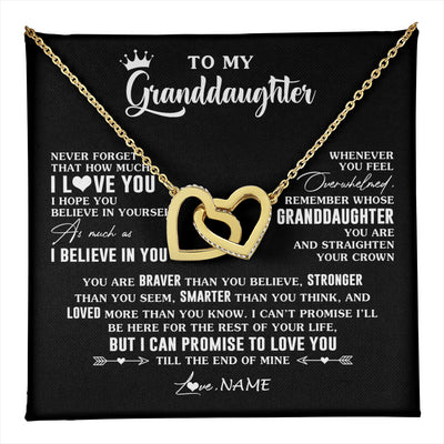 Interlocking Hearts Necklace 18K Yellow Gold Finish | 1 | Personalized To My Granddaughter Gifs From Grandma Necklace How Much I Love You Granddaughter Birthday Graduation Christmas Customized Gift Box Message Card | teecentury