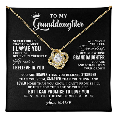 Love Knot Necklace 18K Yellow Gold Finish | 1 | Personalized To My Granddaughter Gifs From Grandma Necklace How Much I Love You Granddaughter Birthday Graduation Christmas Customized Gift Box Message Card | teecentury