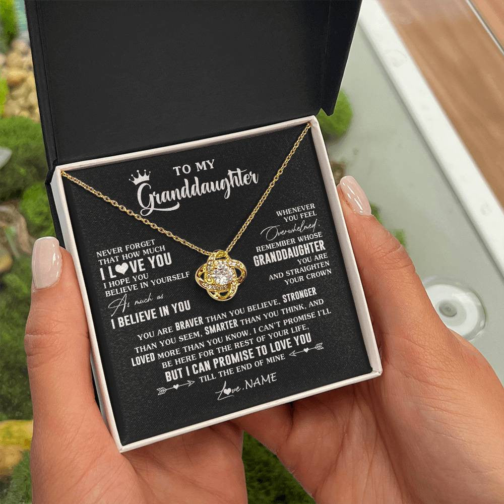 Love Knot Necklace 18K Yellow Gold Finish | 2 | Personalized To My Granddaughter Gifs From Grandma Necklace How Much I Love You Granddaughter Birthday Graduation Christmas Customized Gift Box Message Card | teecentury