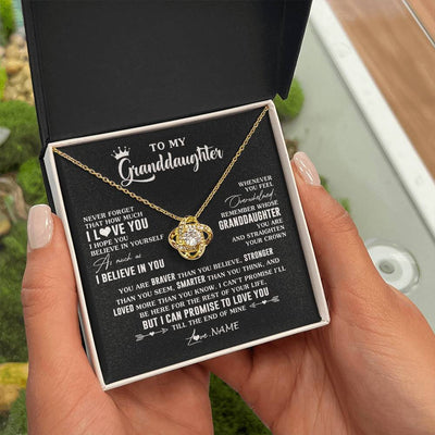 Love Knot Necklace 18K Yellow Gold Finish | 2 | Personalized To My Granddaughter Gifs From Grandma Necklace How Much I Love You Granddaughter Birthday Graduation Christmas Customized Gift Box Message Card | teecentury