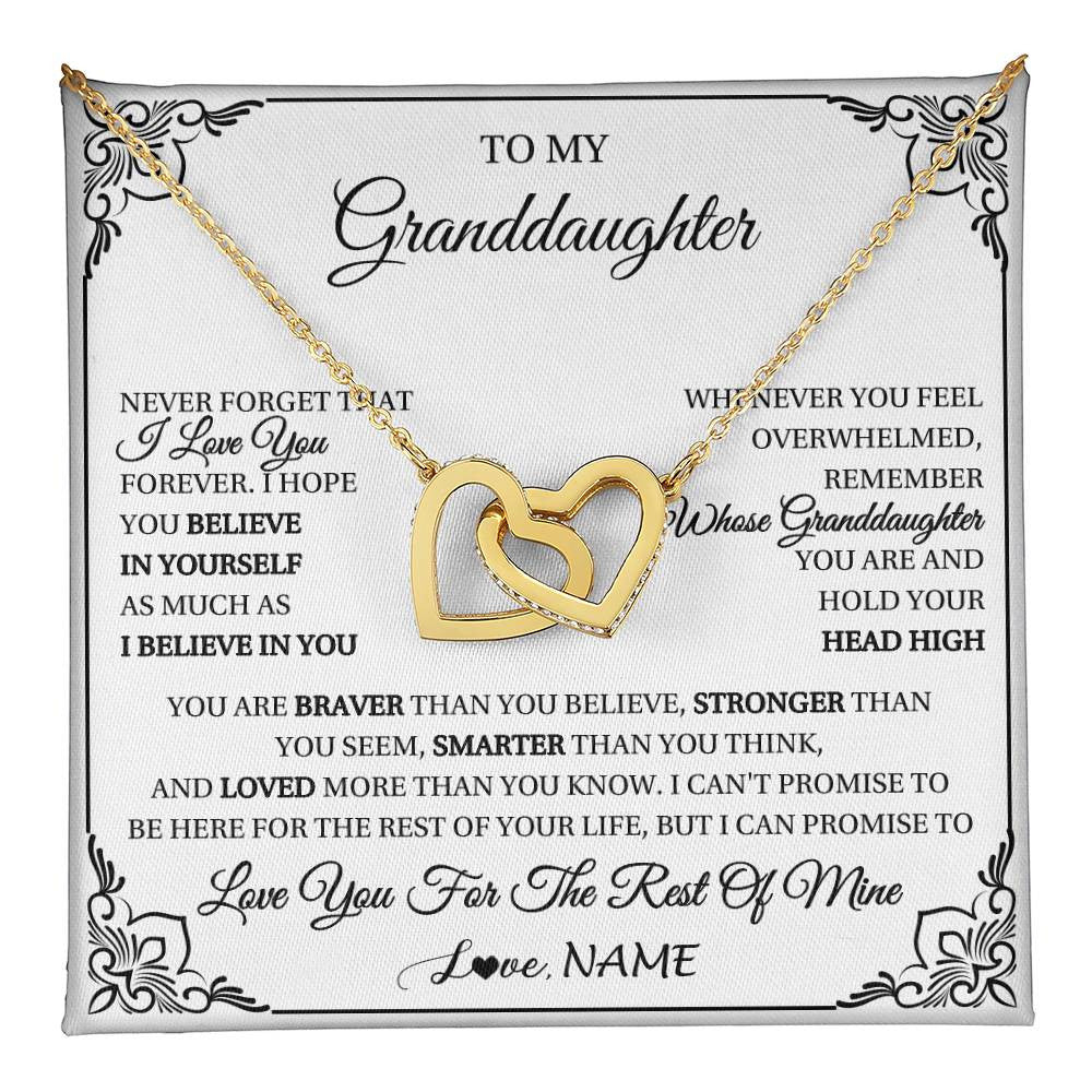 Interlocking Hearts Necklace 18K Yellow Gold Finish | 1 | Personalized To My Granddaughter Gift Necklace From Grandma Necklace I Love You Believe In You Granddaughter Birthday Gifts Christmas Customized Gift Box Message Card | teecentury