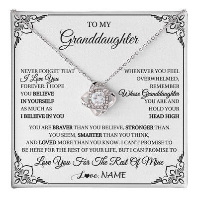 Love Knot Necklace 14K White Gold Finish | 1 | Personalized To My Granddaughter Gift Necklace From Grandma Necklace I Love You Believe In You Granddaughter Birthday Gifts Christmas Customized Gift Box Message Card | teecentury