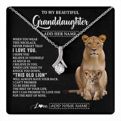 Alluring Beauty Necklace 14K White Gold Finish | 1 | Personalized To My Granddaughter Gifts From Grandma Gigi Necklace This Old Lion Love You Granddaughter Birthday Gifts Christmas Custom Gift Box Message Card | https://teecentury.