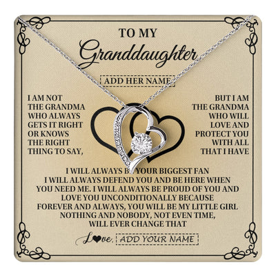 Forever Love Necklace 14K White Gold Finish | 1 | Personalized To My Granddaughter Gifts From Grandma Granddaughter Birthday Gifts Jewelry Women Granddaughter Pendant Necklace Christmas Gift Box Message Card | teecentury.myshopify