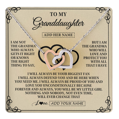 Interlocking Hearts Necklace Stainless Steel & Rose Gold Finish | 1 | Personalized To My Granddaughter Gifts From Grandma Granddaughter Birthday Gifts Jewelry Women Granddaughter Pendant Necklace Christmas Gift Box Message Card | teecentury.myshopify