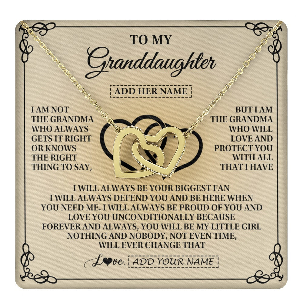Interlocking Hearts Necklace 18K Yellow Gold Finish | 1 | Personalized To My Granddaughter Gifts From Grandma Granddaughter Birthday Gifts Jewelry Women Granddaughter Pendant Necklace Christmas Gift Box Message Card | teecentury.myshopify