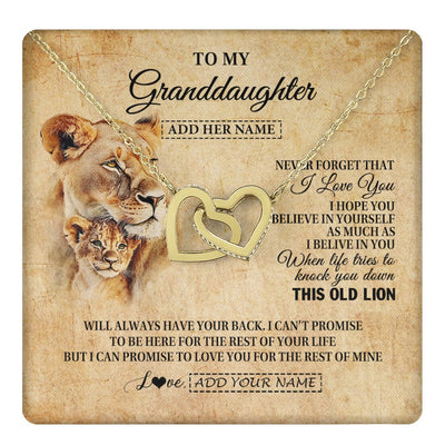 Interlocking Hearts Necklace 18K Yellow Gold Finish | 1 | Personalized To My Granddaughter Gifts From Grandma Lion Necklace I Love You Granddaughter Birthday Gifts Graduation Christmas Custom Gift Box Message Card | teecentury.myshopify