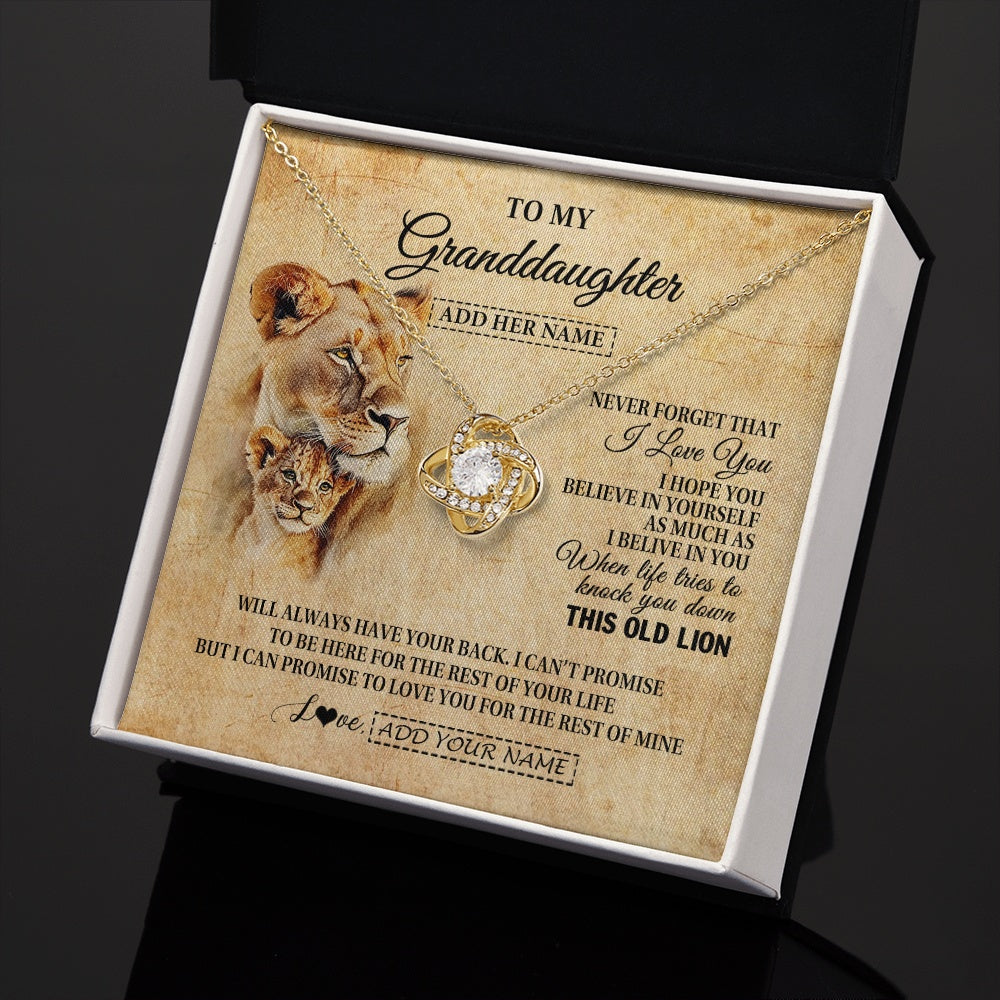 Love Knot Necklace 18K Yellow Gold Finish | 2 | Personalized To My Granddaughter Gifts From Grandma Lion Necklace I Love You Granddaughter Birthday Gifts Graduation Christmas Custom Gift Box Message Card | teecentury.myshopify