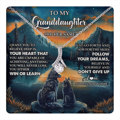 Alluring Beauty Necklace 14K White Gold Finish | 1 | Personalized To My Granddaughter Gifts From Grandma Necklace Don't Give Up Wolf Gifts For Granddaughter Birthday Graduation Christmas Gift Box Message Card | teecentury