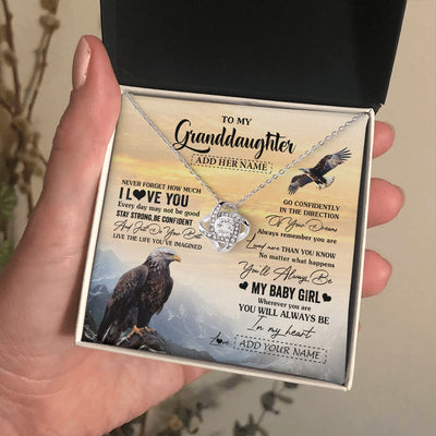 Love Knot Necklace 14K White Gold Finish | 2 | Personalized To My Granddaughter Gifts From Grandma Necklace Eagle Never Forget How Much I Love You Granddaughter Birthday Christmas Gift Box Message Card | teecentury.myshopify