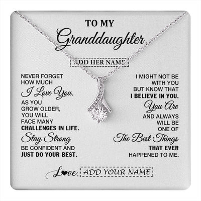 Alluring Beauty Necklace 14K White Gold Finish | 1 | Personalized To My Granddaughter Gifts From Grandma Necklace I Love You Thoughtful Keepsake Gift Granddaughter Birthday Christmas Custom Gift Box Message Card | https://teecentury.
