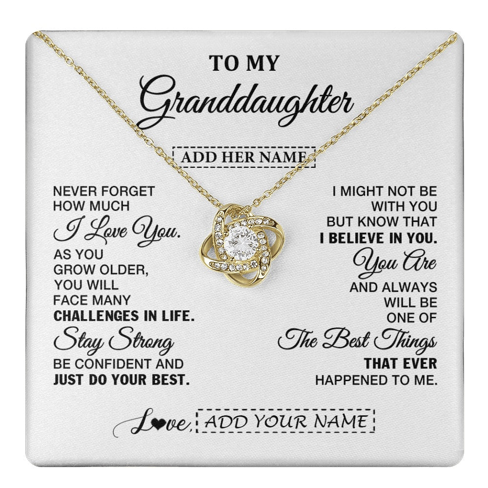 Love Knot Necklace 18K Yellow Gold Finish | 1 | Personalized To My Granddaughter Gifts From Grandma Necklace I Love You Thoughtful Keepsake Gift Granddaughter Birthday Christmas Custom Gift Box Message Card | https://teecentury.