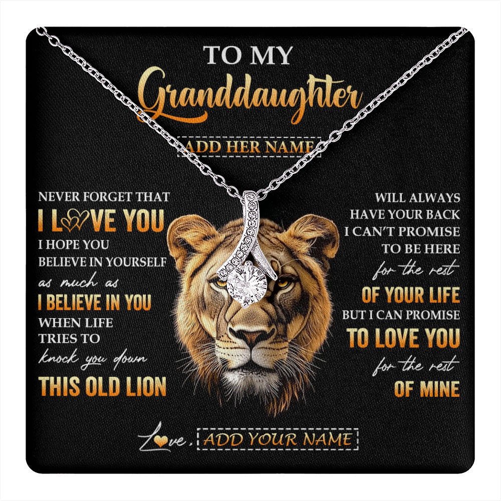 Alluring Beauty Necklace 14K White Gold Finish | 1 | Personalized To My Granddaughter Gifts From Grandma Necklace Old Lion Love You Granddaughter Birthday Gifts Graduation Christmas Custom Gift Box Message Card | teecentury.myshopify