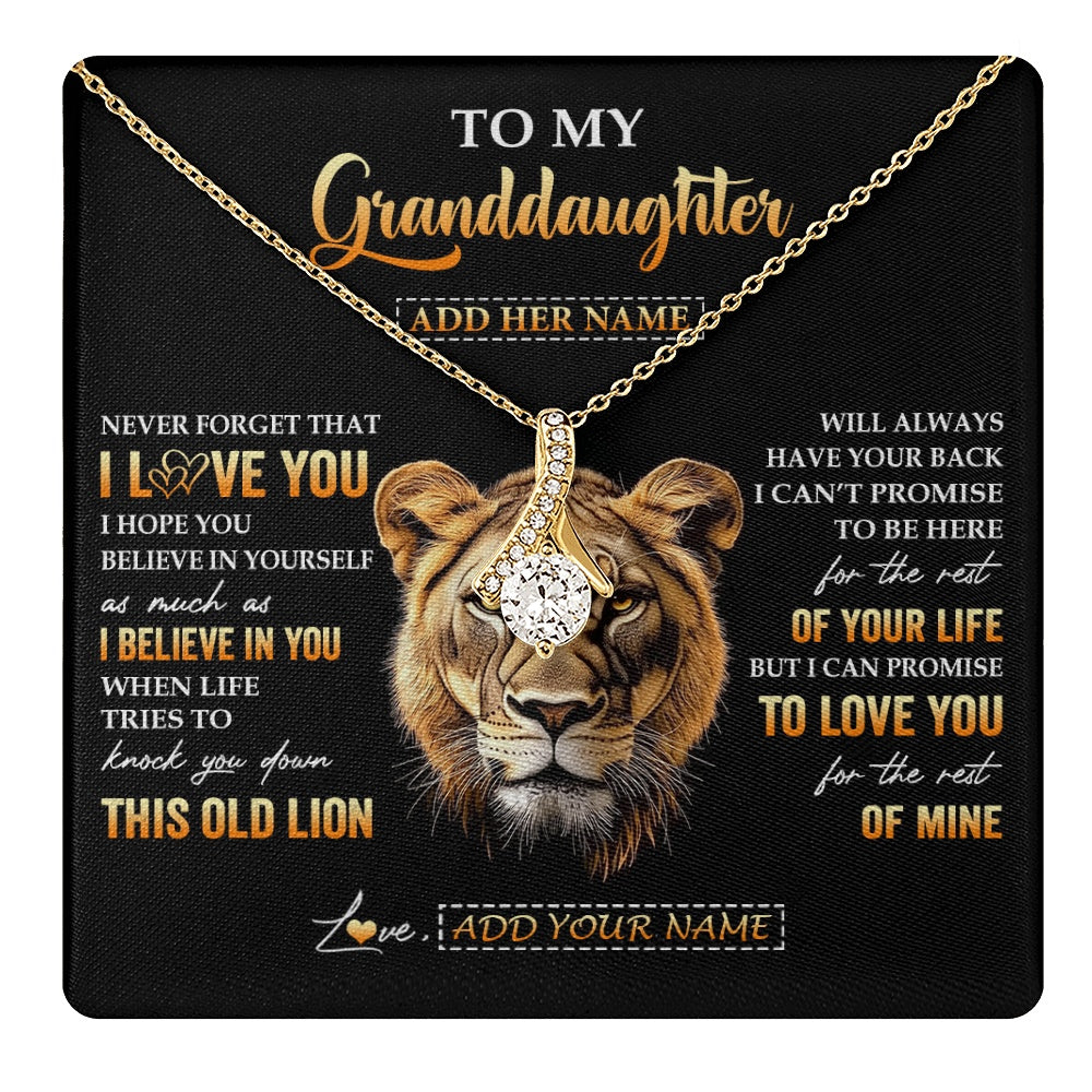 Alluring Beauty Necklace 18K Yellow Gold Finish | 1 | Personalized To My Granddaughter Gifts From Grandma Necklace Old Lion Love You Granddaughter Birthday Gifts Graduation Christmas Custom Gift Box Message Card | teecentury.myshopify