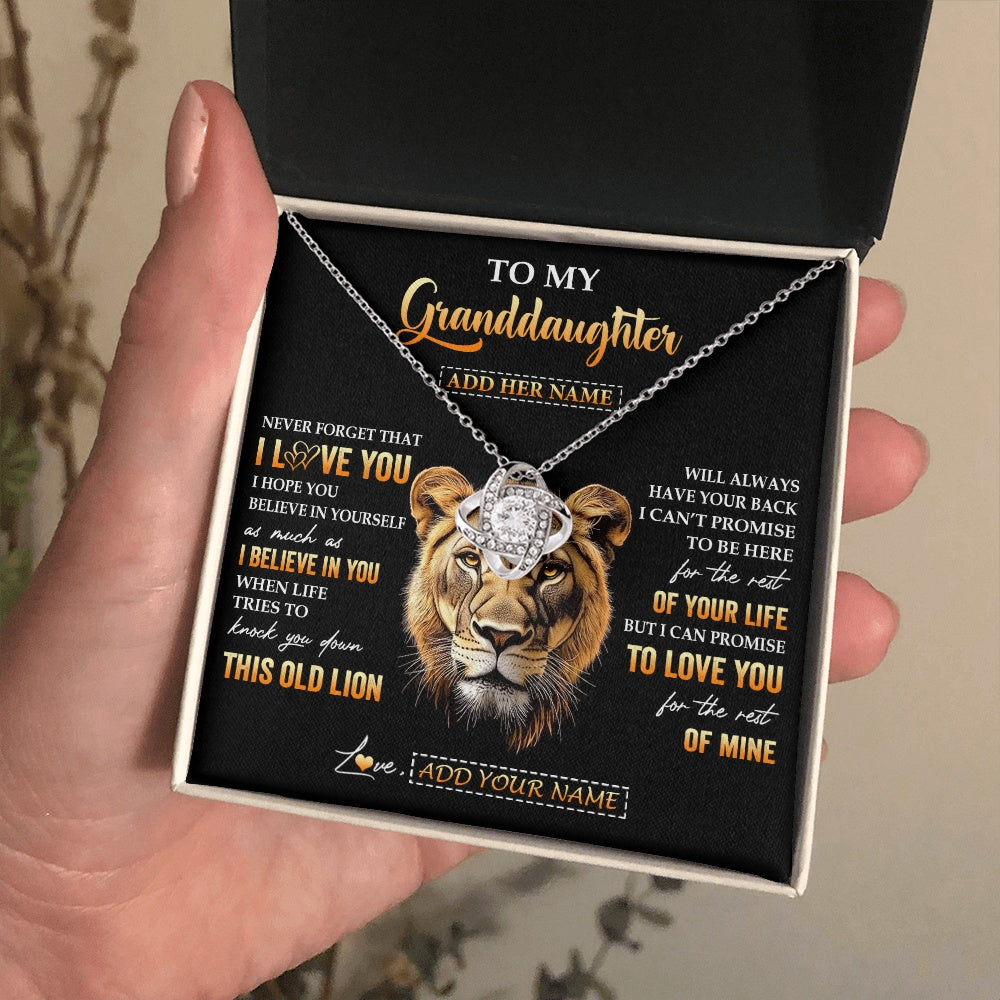 Love Knot Necklace 14K White Gold Finish | 2 | Personalized To My Granddaughter Gifts From Grandma Necklace Old Lion Love You Granddaughter Birthday Gifts Graduation Christmas Custom Gift Box Message Card | teecentury.myshopify