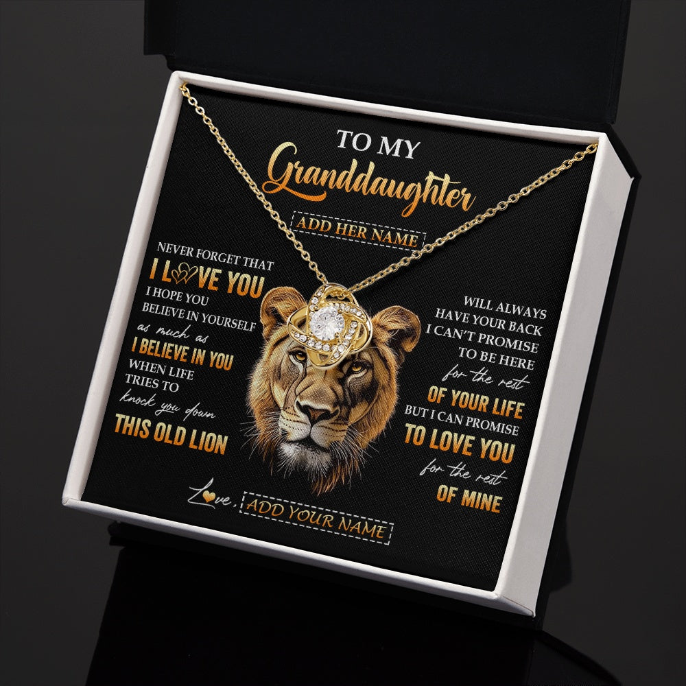 Love Knot Necklace 18K Yellow Gold Finish | 2 | Personalized To My Granddaughter Gifts From Grandma Necklace Old Lion Love You Granddaughter Birthday Gifts Graduation Christmas Custom Gift Box Message Card | teecentury.myshopify