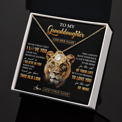 Love Knot Necklace 18K Yellow Gold Finish | 2 | Personalized To My Granddaughter Gifts From Grandma Necklace Old Lion Love You Granddaughter Birthday Gifts Graduation Christmas Custom Gift Box Message Card | teecentury.myshopify