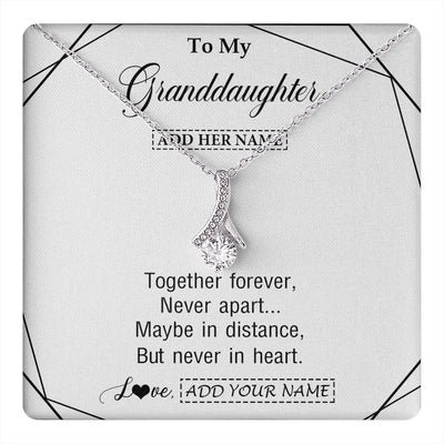 Alluring Beauty Necklace 14K White Gold Finish | 1 | Personalized To My Granddaughter Gifts From Grandma Necklace Together Forever With Heartfelt Message Granddaughter Birthday Christmas Gift Box Message Card | https://teecentury.