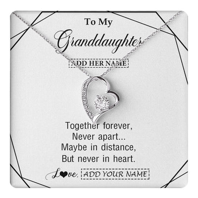 Forever Love Necklace 14K White Gold Finish | 1 | Personalized To My Granddaughter Gifts From Grandma Necklace Together Forever With Heartfelt Message Granddaughter Birthday Christmas Gift Box Message Card | https://teecentury.