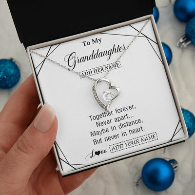 Forever Love Necklace 14K White Gold Finish | 2 | Personalized To My Granddaughter Gifts From Grandma Necklace Together Forever With Heartfelt Message Granddaughter Birthday Christmas Gift Box Message Card | https://teecentury.