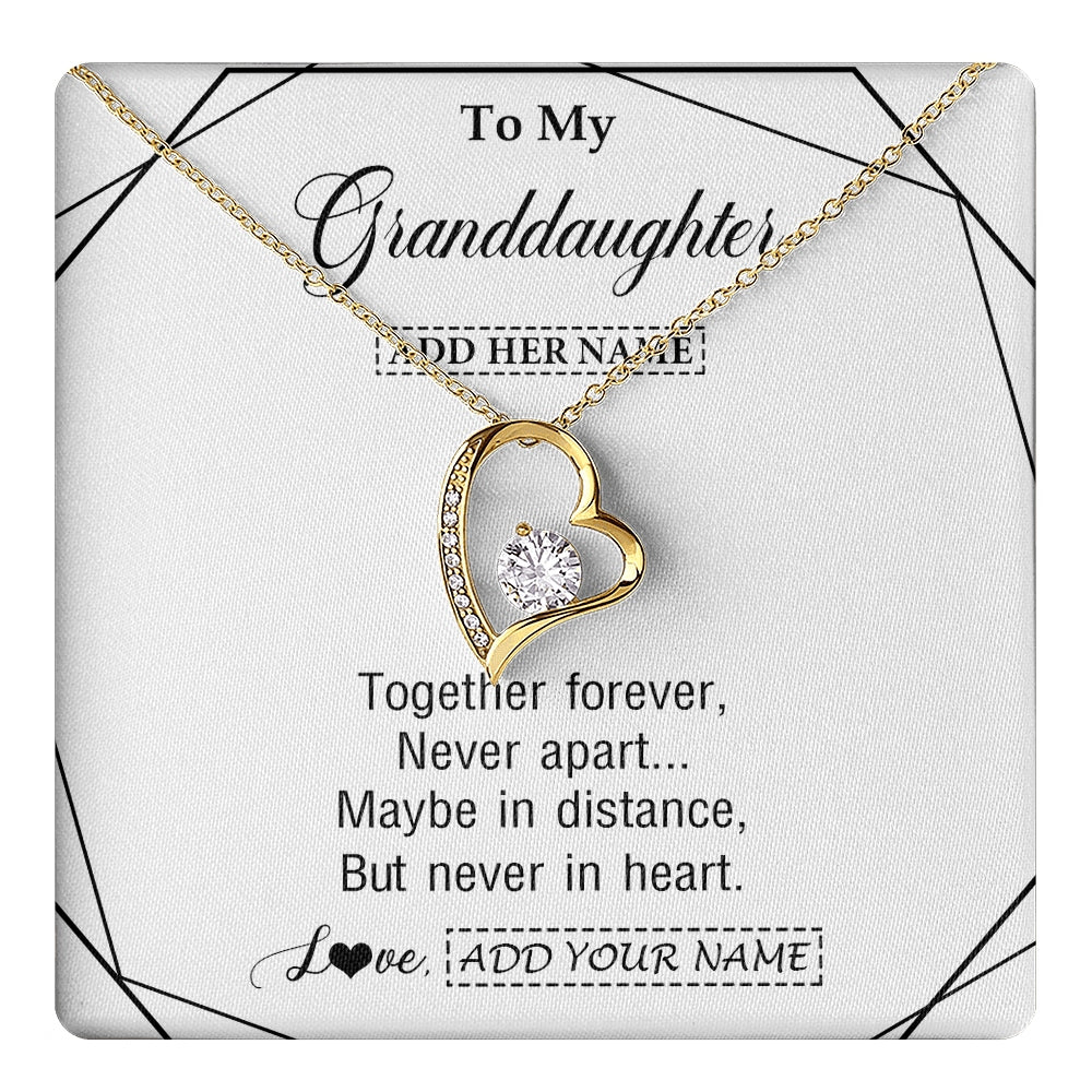 Forever Love Necklace 18K Yellow Gold Finish | 1 | Personalized To My Granddaughter Gifts From Grandma Necklace Together Forever With Heartfelt Message Granddaughter Birthday Christmas Gift Box Message Card | https://teecentury.