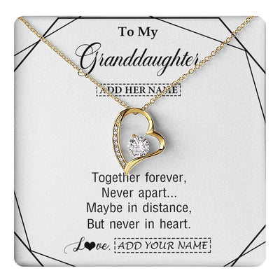 Forever Love Necklace 18K Yellow Gold Finish | 1 | Personalized To My Granddaughter Gifts From Grandma Necklace Together Forever With Heartfelt Message Granddaughter Birthday Christmas Gift Box Message Card | https://teecentury.