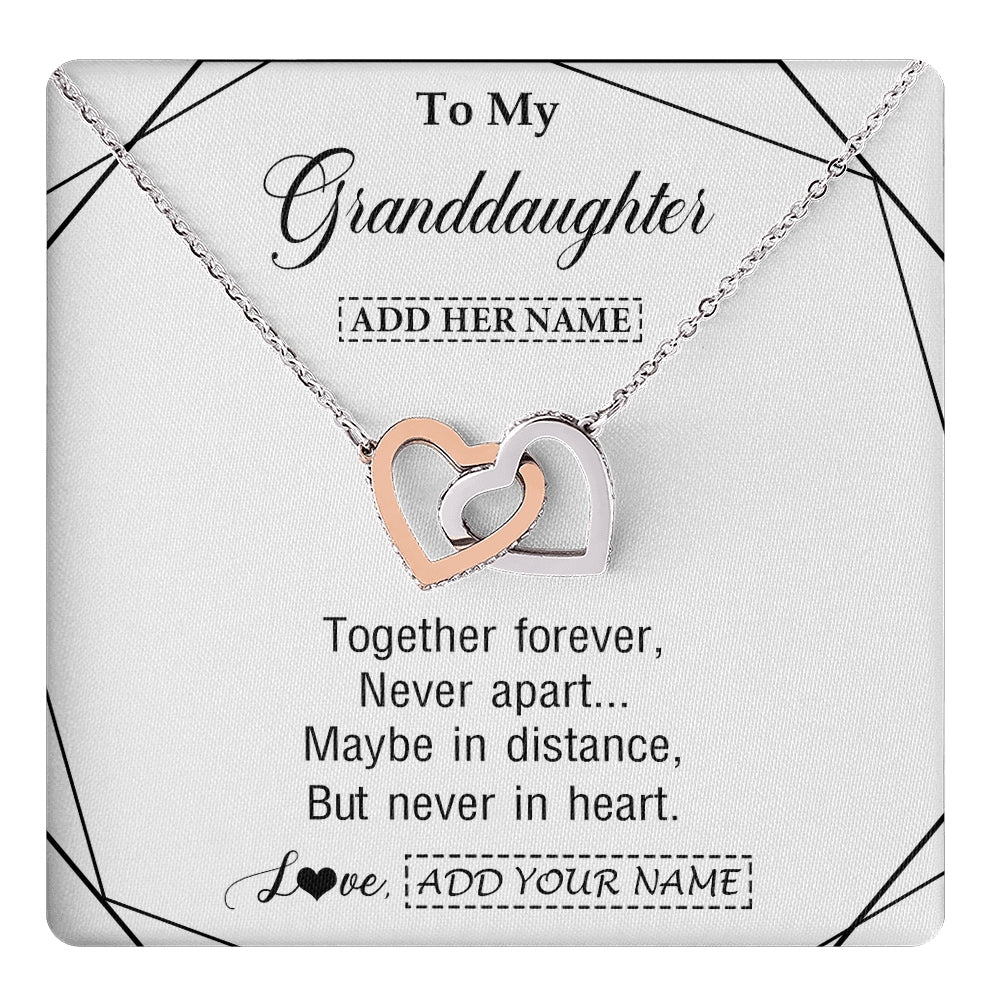 Interlocking Hearts Necklace Stainless Steel & Rose Gold Finish | 1 | Personalized To My Granddaughter Gifts From Grandma Necklace Together Forever With Heartfelt Message Granddaughter Birthday Christmas Gift Box Message Card | https://teecentury.