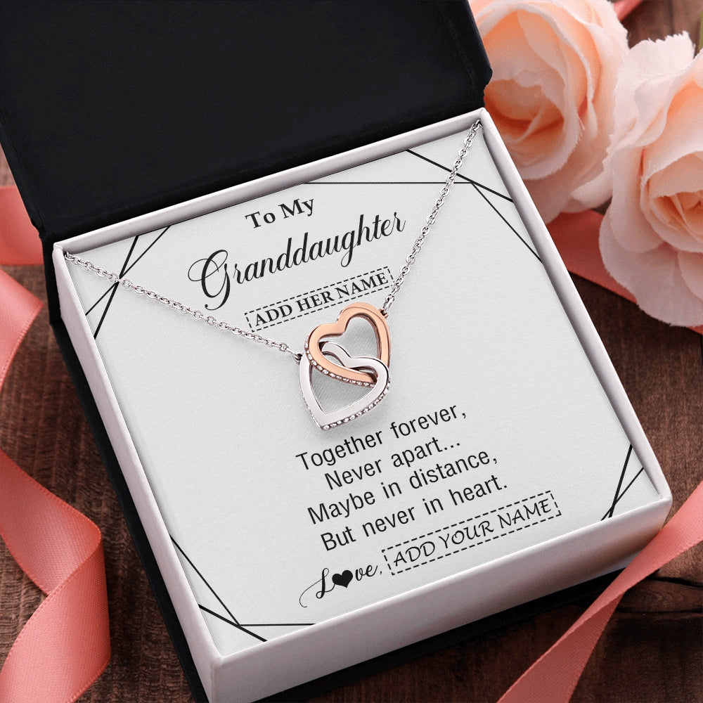 Interlocking Hearts Necklace Stainless Steel & Rose Gold Finish | 2 | Personalized To My Granddaughter Gifts From Grandma Necklace Together Forever With Heartfelt Message Granddaughter Birthday Christmas Gift Box Message Card | https://teecentury.