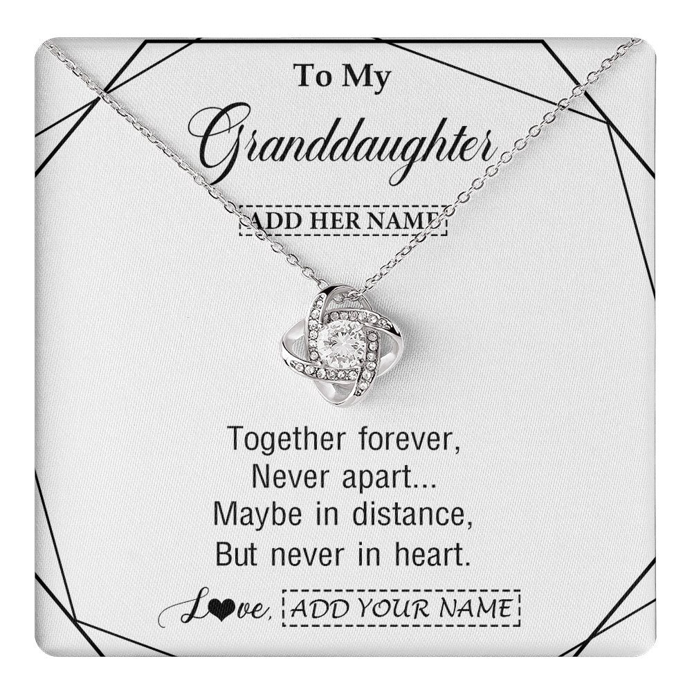 Love Knot Necklace 14K White Gold Finish | 1 | Personalized To My Granddaughter Gifts From Grandma Necklace Together Forever With Heartfelt Message Granddaughter Birthday Christmas Gift Box Message Card | https://teecentury.
