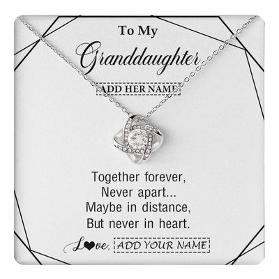 Love Knot Necklace 14K White Gold Finish | 1 | Personalized To My Granddaughter Gifts From Grandma Necklace Together Forever With Heartfelt Message Granddaughter Birthday Christmas Gift Box Message Card | https://teecentury.