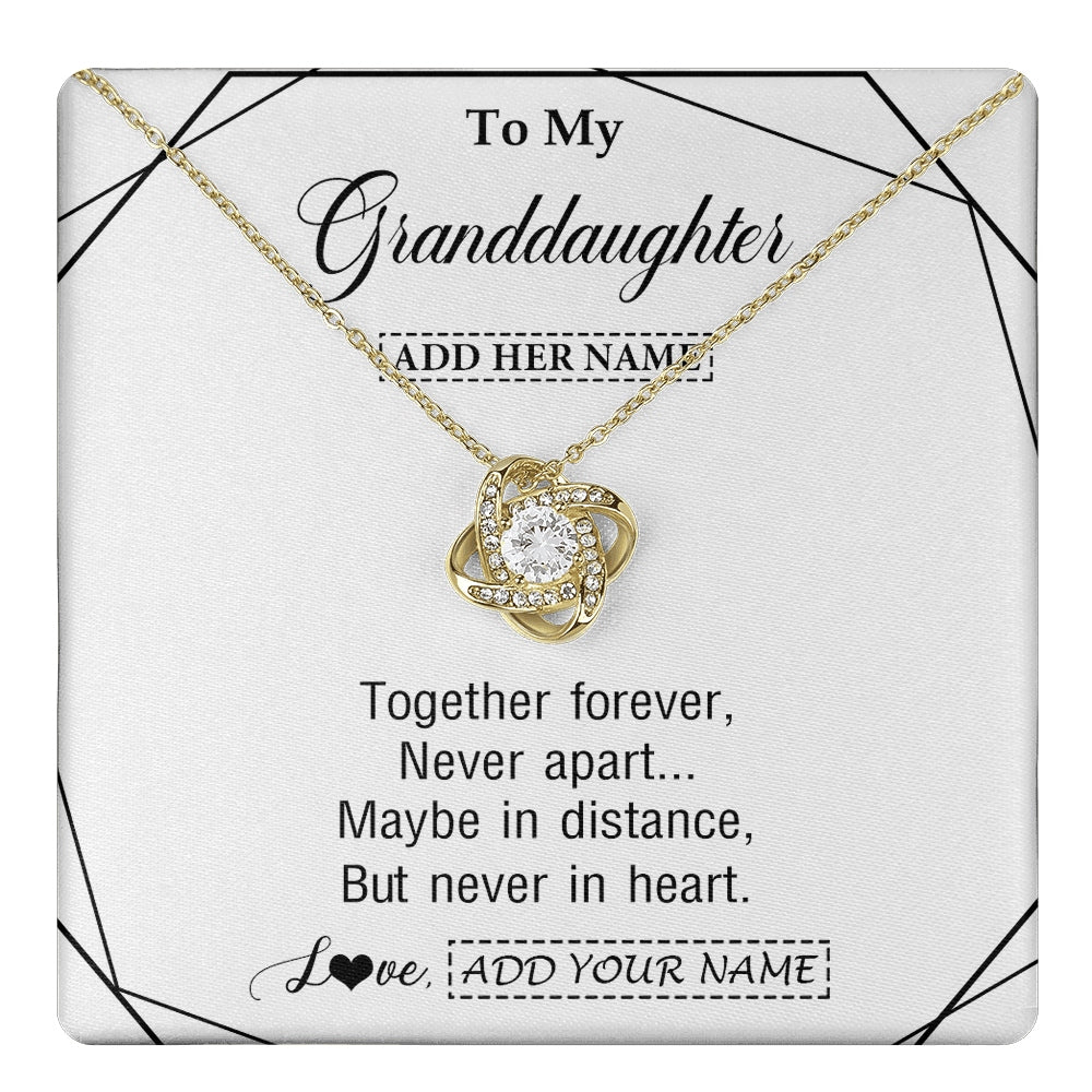 Love Knot Necklace 18K Yellow Gold Finish | 1 | Personalized To My Granddaughter Gifts From Grandma Necklace Together Forever With Heartfelt Message Granddaughter Birthday Christmas Gift Box Message Card | https://teecentury.