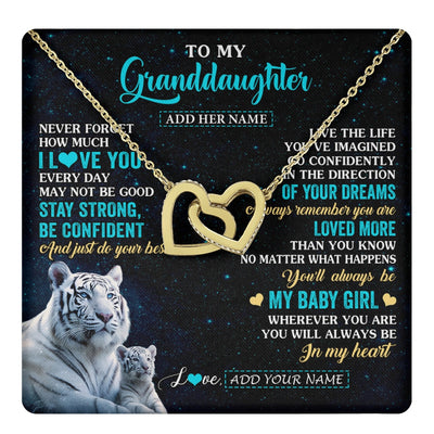 Interlocking Hearts Necklace 18K Yellow Gold Finish | 1 | Personalized To My Granddaughter Gifts From Grandma Necklace White Tiger Never Forget How Much I Love You Granddaughter Birthday Gift Box Message Card | teecentury.myshopify