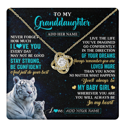 Love Knot Necklace 18K Yellow Gold Finish | 1 | Personalized To My Granddaughter Gifts From Grandma Necklace White Tiger Never Forget How Much I Love You Granddaughter Birthday Gift Box Message Card | teecentury.myshopify