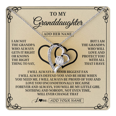 Forever Love Necklace 14K White Gold Finish | 1 | Personalized To My Granddaughter Gifts From Grandpa Granddaughter Birthday Gifts Jewelry Women Granddaughter Pendant Necklace Christmas Gift Box Message Card | teecentury.myshopify