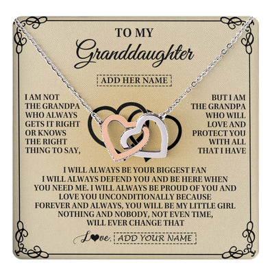 Interlocking Hearts Necklace Stainless Steel & Rose Gold Finish | 1 | Personalized To My Granddaughter Gifts From Grandpa Granddaughter Birthday Gifts Jewelry Women Granddaughter Pendant Necklace Christmas Gift Box Message Card | teecentury.myshopify