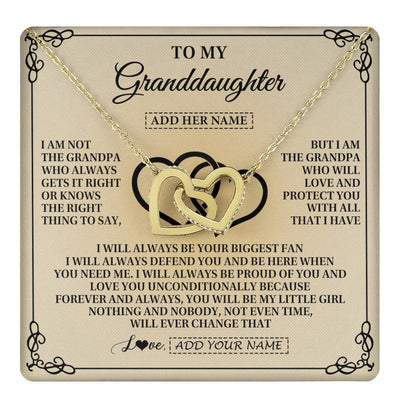 Interlocking Hearts Necklace 18K Yellow Gold Finish | 1 | Personalized To My Granddaughter Gifts From Grandpa Granddaughter Birthday Gifts Jewelry Women Granddaughter Pendant Necklace Christmas Gift Box Message Card | teecentury.myshopify