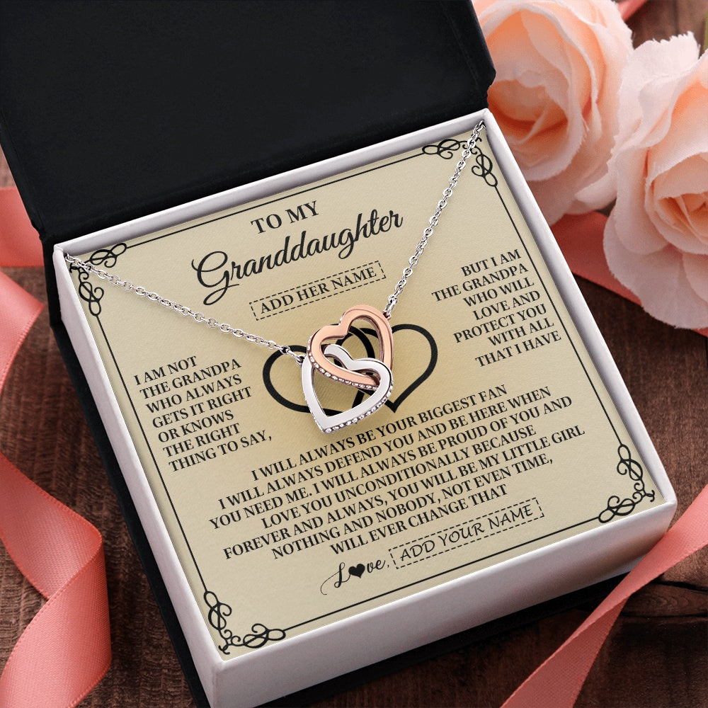 Interlocking Hearts Necklace Stainless Steel & Rose Gold Finish | 2 | Personalized To My Granddaughter Gifts From Grandpa Granddaughter Birthday Gifts Jewelry Women Granddaughter Pendant Necklace Christmas Gift Box Message Card | teecentury.myshopify