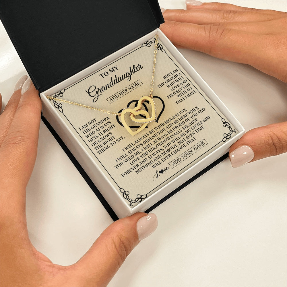 Interlocking Hearts Necklace 18K Yellow Gold Finish | 2 | Personalized To My Granddaughter Gifts From Grandpa Granddaughter Birthday Gifts Jewelry Women Granddaughter Pendant Necklace Christmas Gift Box Message Card | teecentury.myshopify