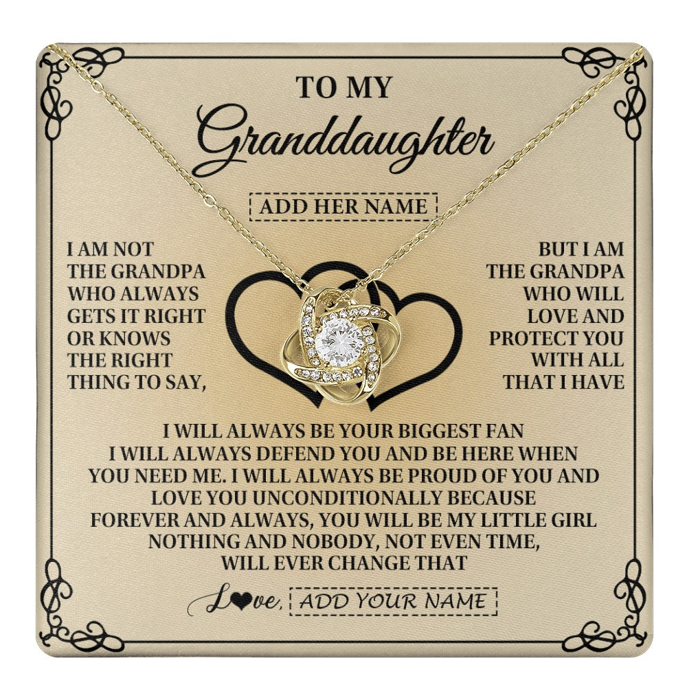 Love Knot Necklace 18K Yellow Gold Finish | 1 | Personalized To My Granddaughter Gifts From Grandpa Granddaughter Birthday Gifts Jewelry Women Granddaughter Pendant Necklace Christmas Gift Box Message Card | teecentury.myshopify
