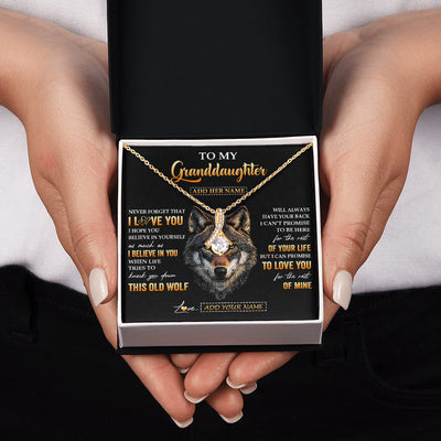 Alluring Beauty Necklace 18K Yellow Gold Finish | 2 | Personalized To My Granddaughter Gifts From Grandpa Grandma Necklace Old Wolf Love You Granddaughter Birthday Gifts Graduation Christmas Gift Box Message Card | teecentury