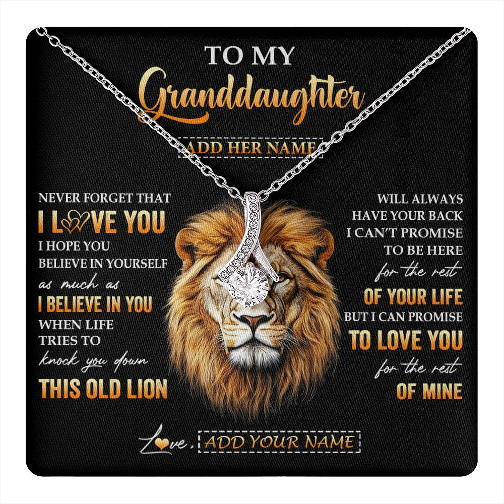 Alluring Beauty Necklace 14K White Gold Finish | 1 | Personalized To My Granddaughter Gifts From Grandpa Necklace Old Lion Love You Granddaughter Birthday Gifts Graduation Christmas Custom Gift Box Message Card | teecentury.myshopify