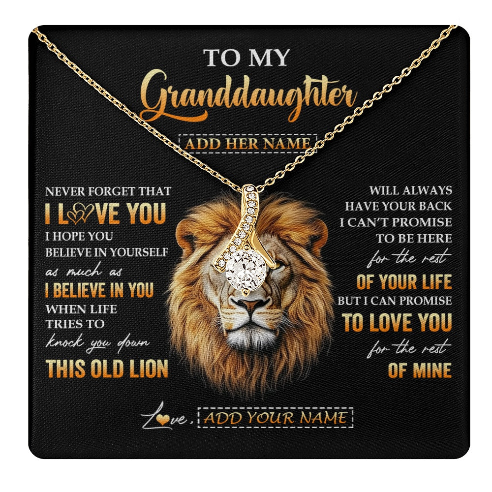 Alluring Beauty Necklace 18K Yellow Gold Finish | 1 | Personalized To My Granddaughter Gifts From Grandpa Necklace Old Lion Love You Granddaughter Birthday Gifts Graduation Christmas Custom Gift Box Message Card | teecentury.myshopify