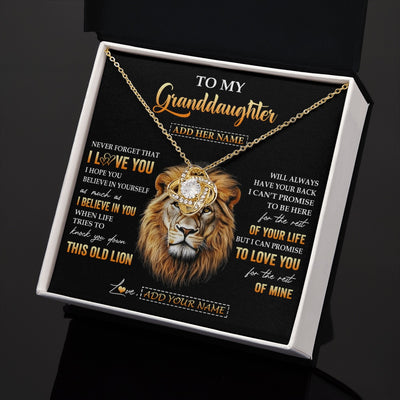 Love Knot Necklace 18K Yellow Gold Finish | 2 | Personalized To My Granddaughter Gifts From Grandpa Necklace Old Lion Love You Granddaughter Birthday Gifts Graduation Christmas Custom Gift Box Message Card | teecentury.myshopify