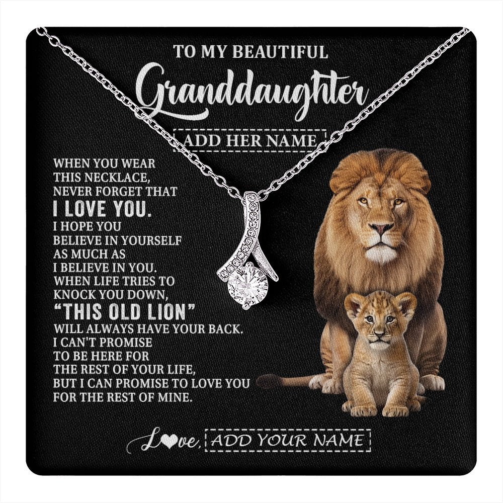 Alluring Beauty Necklace 14K White Gold Finish | 1 | Personalized To My Granddaughter Gifts From Papa Grandpa Necklace This Old Lion Love You Granddaughter Birthday Gifts Christmas Custom Gift Box Message Card | https://teecentury.