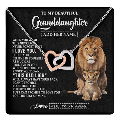 Interlocking Hearts Necklace Stainless Steel & Rose Gold Finish | 1 | Personalized To My Granddaughter Gifts From Papa Grandpa Necklace This Old Lion Love You Granddaughter Birthday Gifts Christmas Custom Gift Box Message Card | https://teecentury.