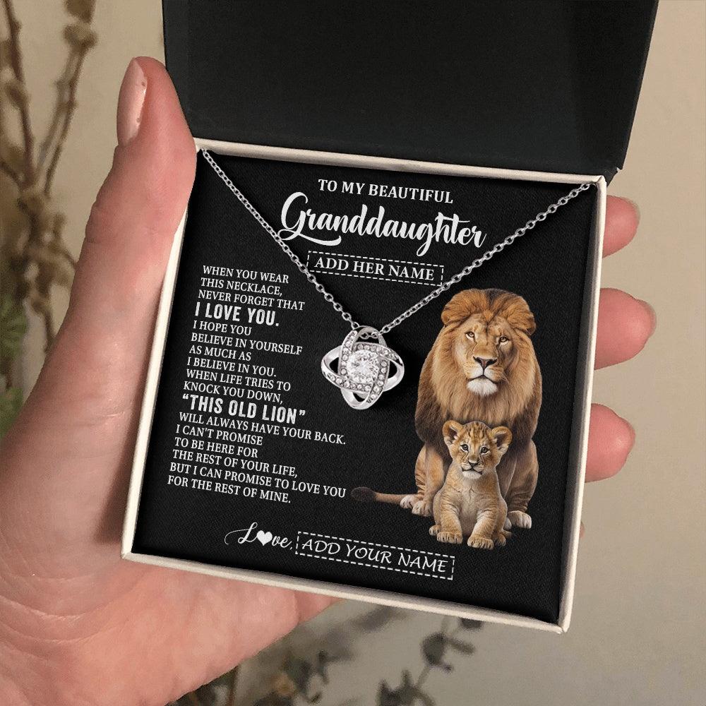 Love Knot Necklace 14K White Gold Finish | 2 | Personalized To My Granddaughter Gifts From Papa Grandpa Necklace This Old Lion Love You Granddaughter Birthday Gifts Christmas Custom Gift Box Message Card | https://teecentury.