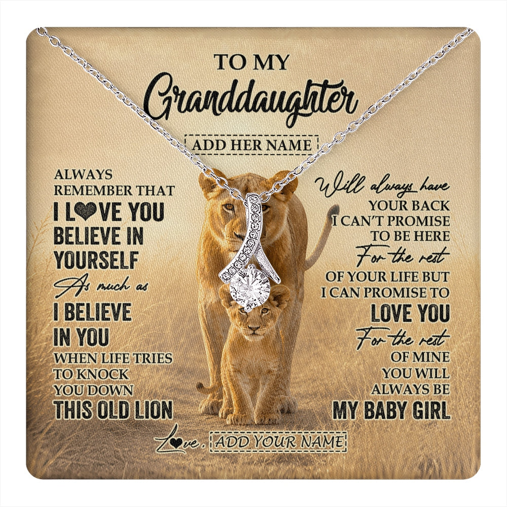 Alluring Beauty Necklace 14K White Gold Finish | 1 | Personalized To My Granddaughter Gifts Necklace From Grandma Always Remember Lion Gifts For Granddaughter Birthday Graduation Christmas Gift Box Message Card | https://teecentury.
