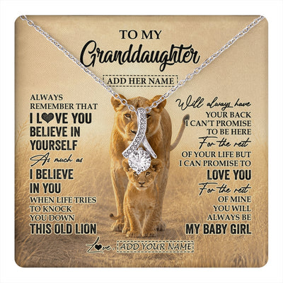 Alluring Beauty Necklace 14K White Gold Finish | 1 | Personalized To My Granddaughter Gifts Necklace From Grandma Always Remember Lion Gifts For Granddaughter Birthday Graduation Christmas Gift Box Message Card | https://teecentury.