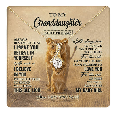 Alluring Beauty Necklace 18K Yellow Gold Finish | 1 | Personalized To My Granddaughter Gifts Necklace From Grandma Always Remember Lion Gifts For Granddaughter Birthday Graduation Christmas Gift Box Message Card | https://teecentury.